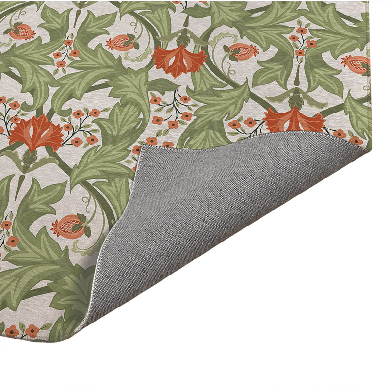 Tapis de cuisine léger antidérapant Ogee Leaf, Rectangulaire 3 pi x 5 pi, Vert