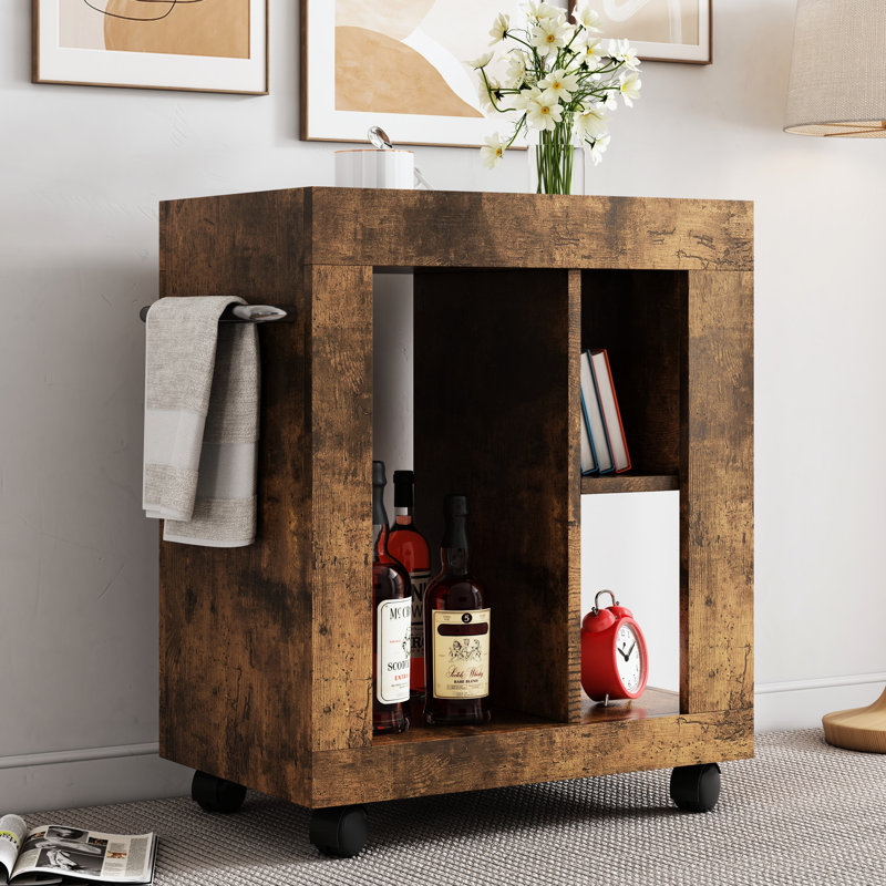 Armoire mobile pour zone d'étude: brun moderne Mid-Century avec rangement organisé et porte coulissante Unité: matériaux de balcon pour une mobilité facile