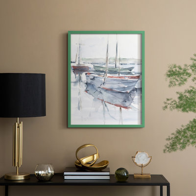 Watercolor Harbor Study I, reproduction encadrée - bois massif