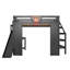 Lit mezzanine double en bois avec bureau intégré, glissade, escalier et panier de basketball, noir-2077240825