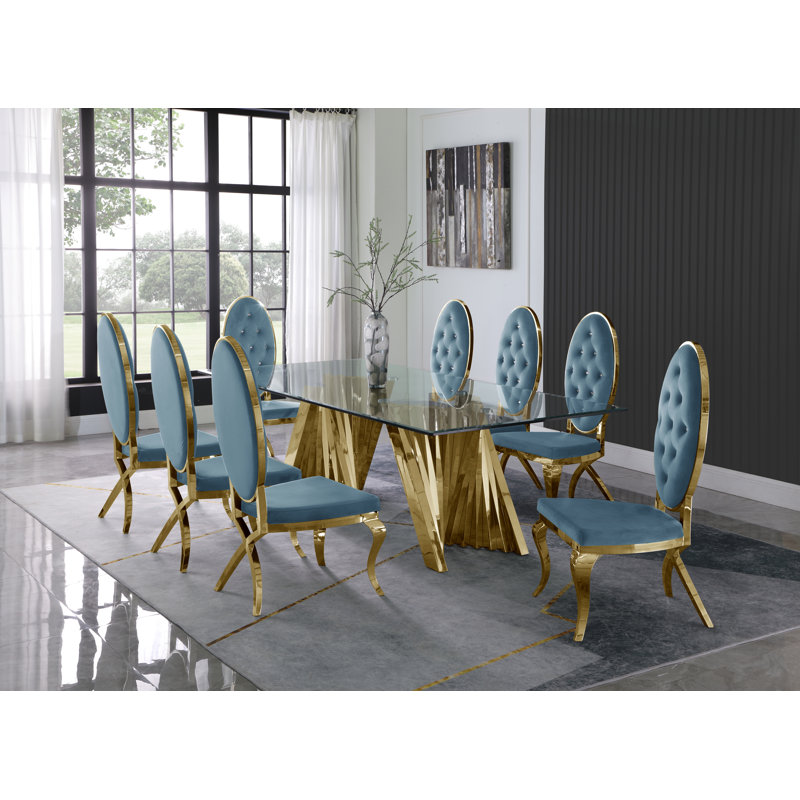 Ensemble repas 9 pièces 9 pièces, Argent, Bleu sarcelle