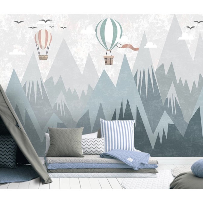 Papier peint amovible montgolfière Soft Sky Mountains, L 75 po x l 112 po