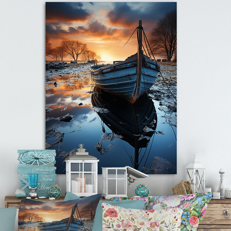 Allemagne, Allemagne, cieux hollandais, bateau sur toile, H 32 po x l 16 po x P 1 po, Toile tendue