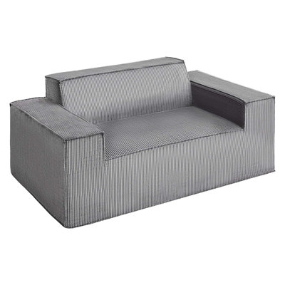 Canapé-causeuse, canapé de 63 pouces à 2 sièges pour le salon, petit canapé moderne en velours côtelé avec ressorts ensachés, coussins moelleux, causeuse confortable pour chambre à coucher, bureau ou appartement, sans assemblage requis, gris