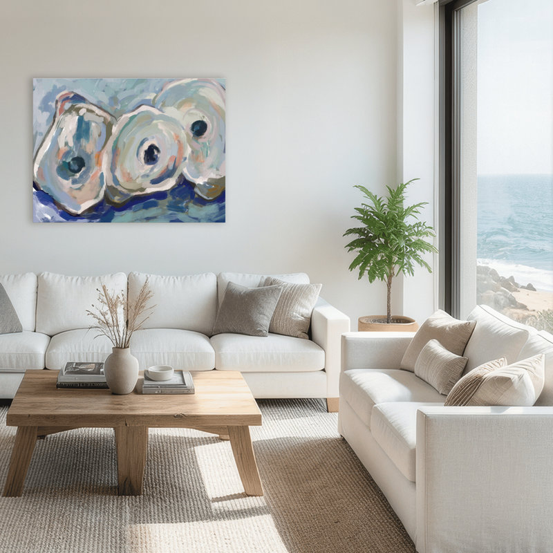 Coastal Retreat Pearlescent Elegance: Oyster Abstract par Gypsea Village, 30" H x 40" W x 1.5" D, Wrapped Canvas