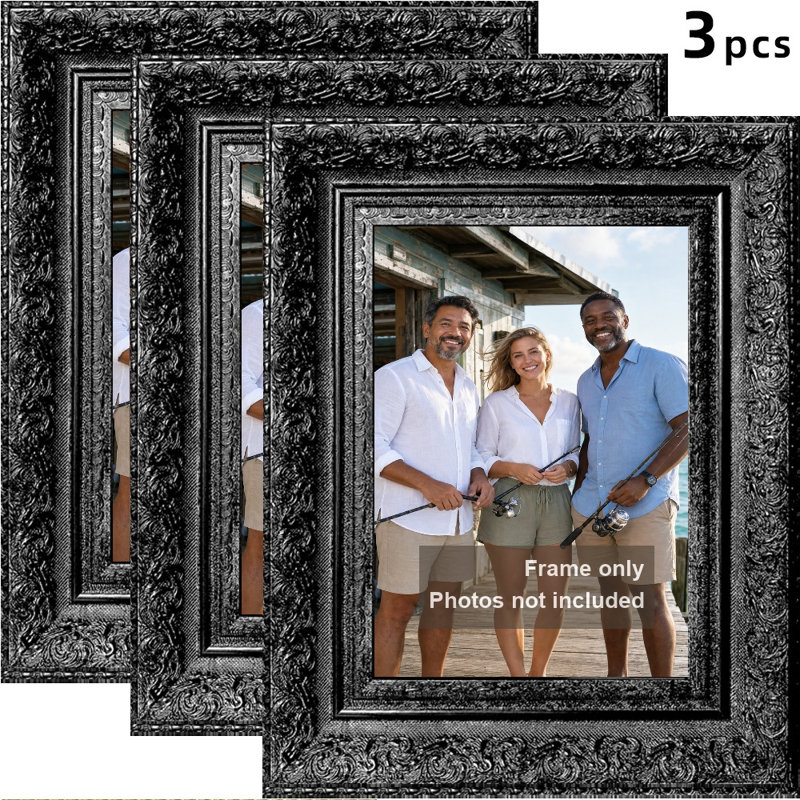Cadre photo élégant 3 pièces 8 "x 10" noir pour mémoire de voyage
