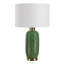 Lampe de table, abat-jour en lin blanc cassé, céramique nervurée vert olive de 27 pouces