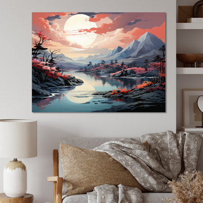 " River Mountain Scenery Minimalism " Print