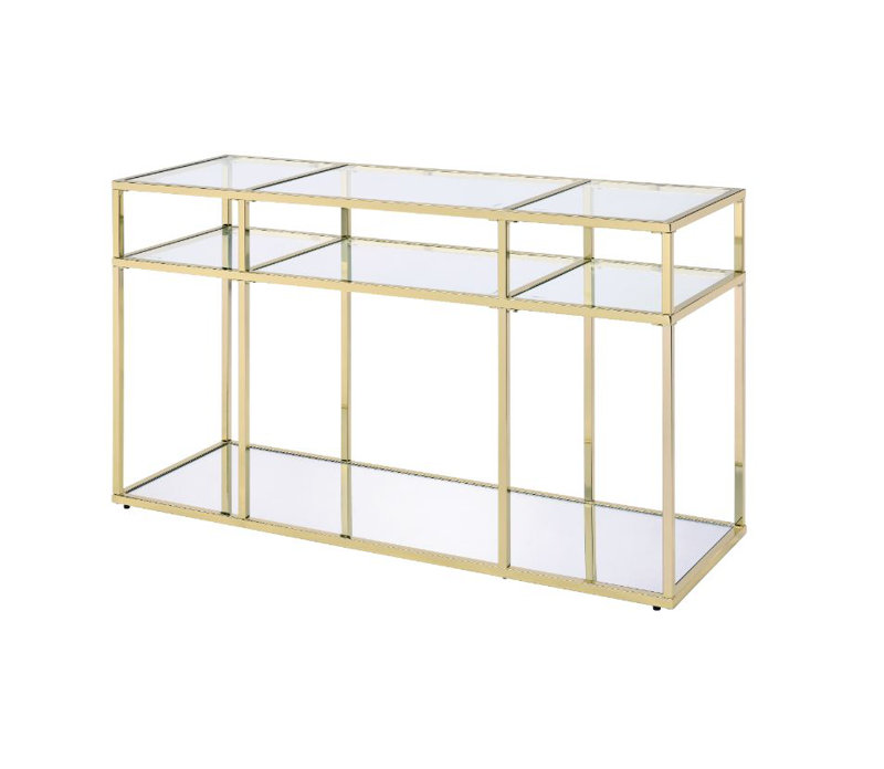 Ebersole Contemporary 50"L Rectangular Console Table in Clear Glass & Gold