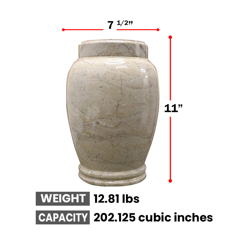 Decorative Marble Cremation Urn For Adults, Marbled Pattern, Large Capacity, Wheat
