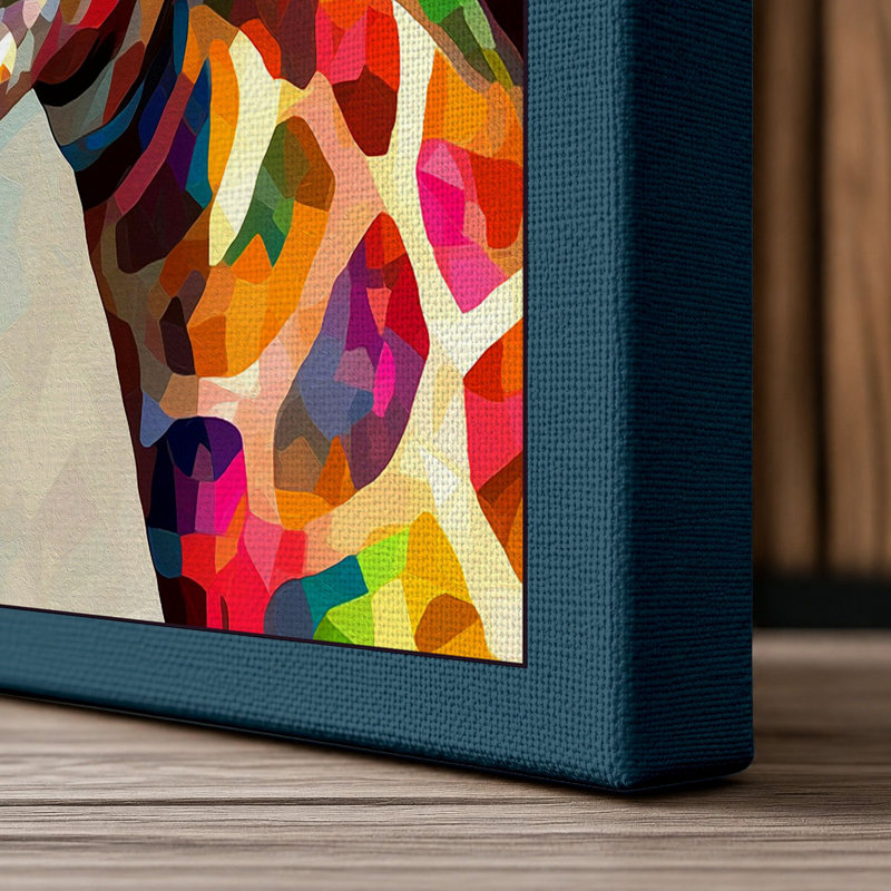 Golden Giraffe Modern 1 Piece Wrapped Canvas Wall Art, 30x20 - 76.2 x 50.8 cm, Teal Border