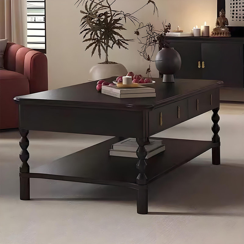 Une table basse rétro et élégante, H 17,71 po x L 51,18 po x l 27,56 po, Noir