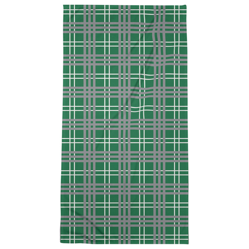 Bath Towel, Polyester/Cotton Blend, Green/White/Silver