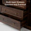 Armoire en bois massif de 200 cm de hauteur, 6 portes, 3 tiroirs et tringle à vêtements, couleur noyer-30784247
