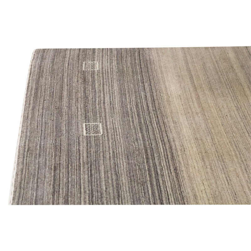 Tapis brun / ivoire / jaune clair noué à la main de conception unique 8 pi 9 po x 11 pi 9 po
