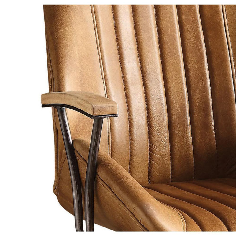 Trent Austin Design® Campanella Genuine Leather Task Chair, Coffee Brown