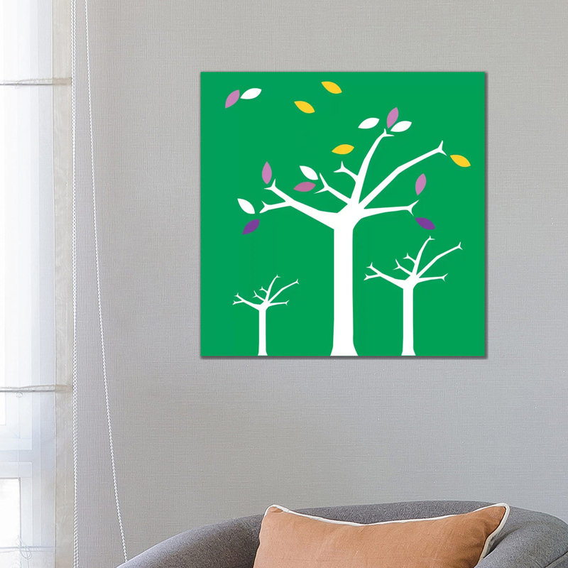 Autumn Trees Green by 5by5collective - Wrapped Canvas Gallery-Wrapped Canvas Giclée, 66.04cm H x 66.04cm W