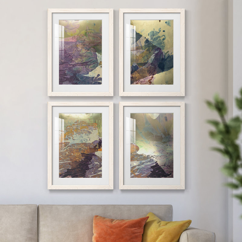 «Monet's Landscape V», ensemble de 4 reproductions de cadres photo, H 20 po x l 68 po x P 1,5 po, Blanc
