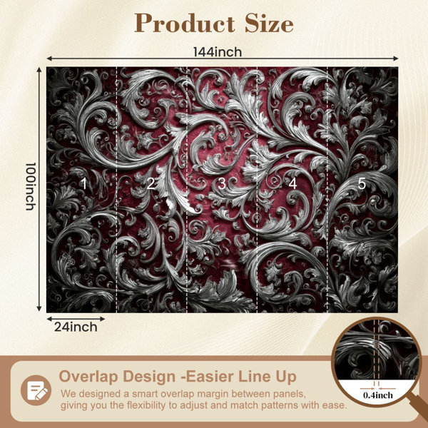 Red Barrel Studio Vintage Damask Peel and Stick Wallpaper Luminous ...