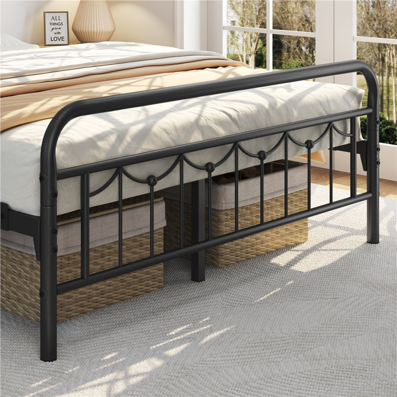 Metal Platform Bed Frame with Ample Under-Bed Storage, Queen, Black