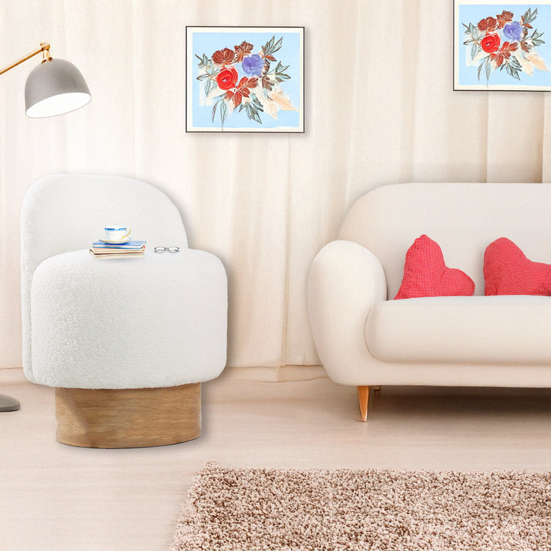 Round Orthopedic Sponge Ottoman With Wooden Legs