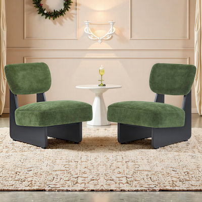 [Ensemble de 2] Méridiennes minimalistes modernes avec revêtement en polyester et base en bois - Siège d'appoint élégant pour le salon, la chambre à coucher ou le bureau