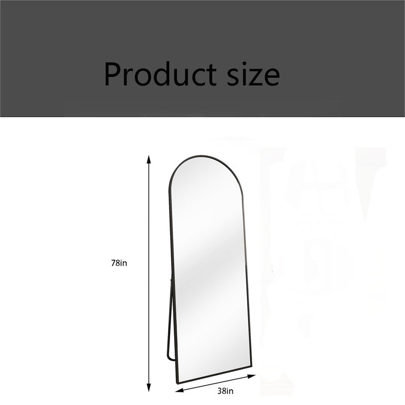 Arched Full-Length Mirror Freestanding Wall-Mounted Modern Floor Mirror With Stand Aluminum Alloy Frame For Bedroom, Living Room, Hallway