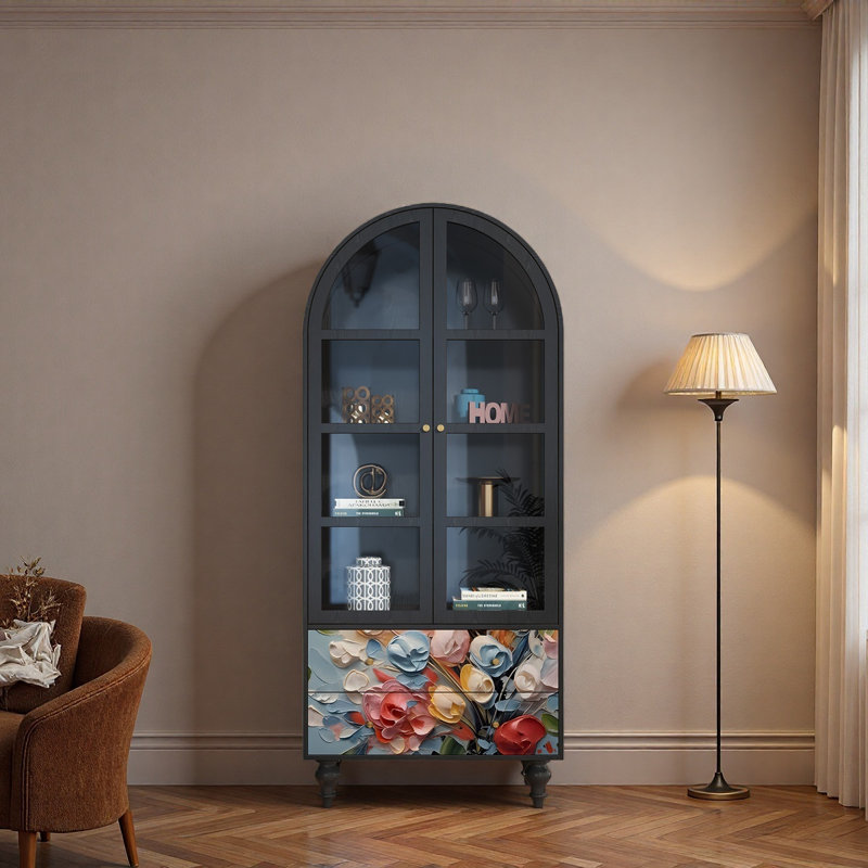 Vitrine en bois massif Floral