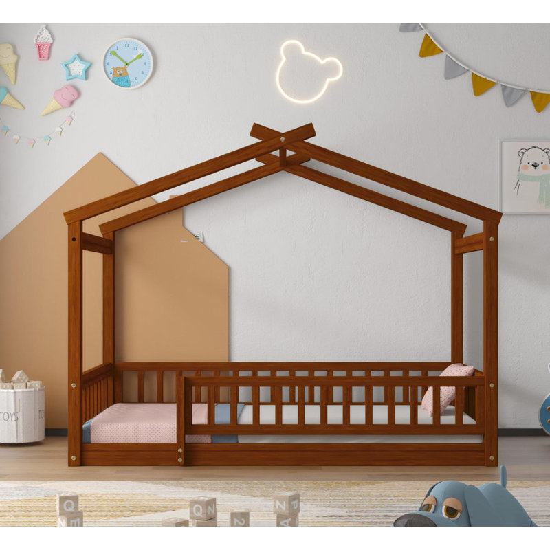 Structure de lit en bois pour enfants, Twiin, Brown
