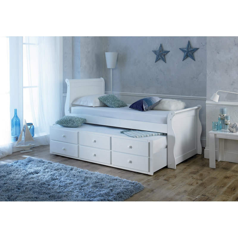 Solid Wood Daybed with Trundle, White