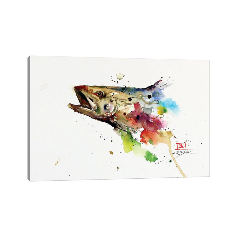 Abstract Trout 1 Piece Wrapped Canvas Painting, 20.32 cm H x 30.48 cm W