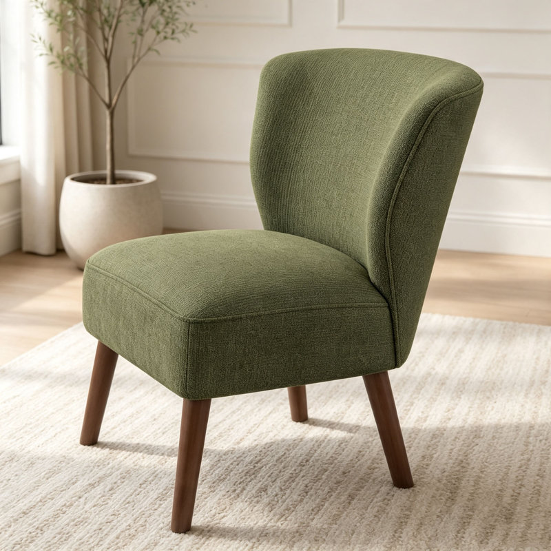 Chaise d'appoint H 33 po avec pieds en bois massif, Vert