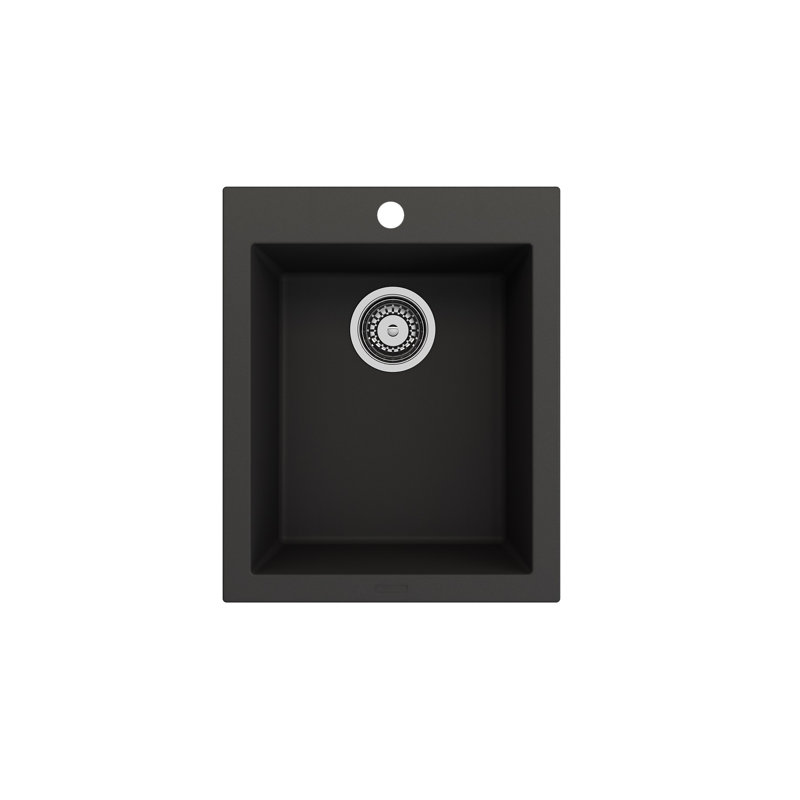 Campino 16'' L Single Basin Kitchen Sink, Matte Black