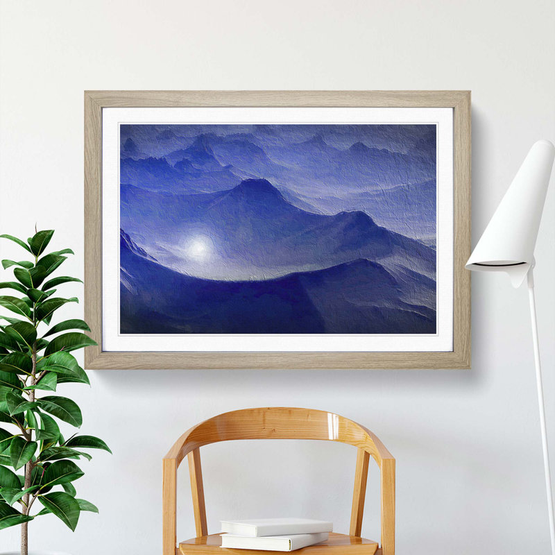 Mountain Tops - Picture Frame Painting Print, Oak Framed, 27cm H x 36cm W x 2cm D