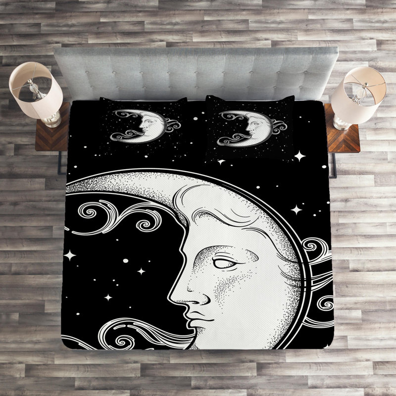 Moon Coverlet, King Bedspread + 2 Shams