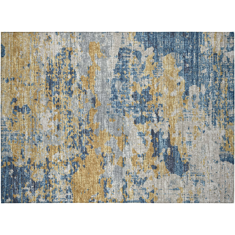 Cumbernauld Washable Abstract Indoor / Outdoor Rug, Rectangle 1'8" x 2'6"