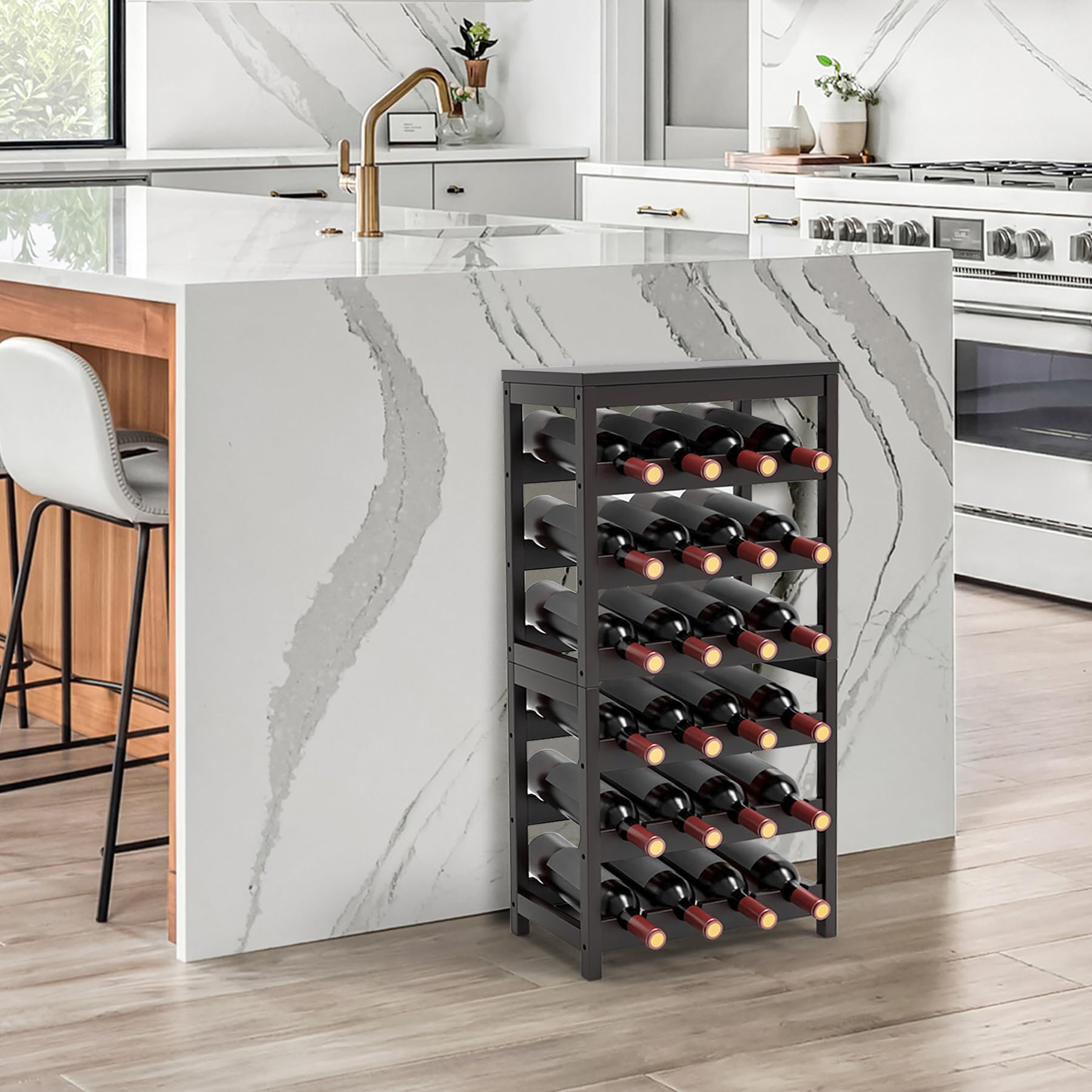 Kitchen Essentials Buy KIRIGEN Wooden 8-Bottle Wine Rack 3-Tier