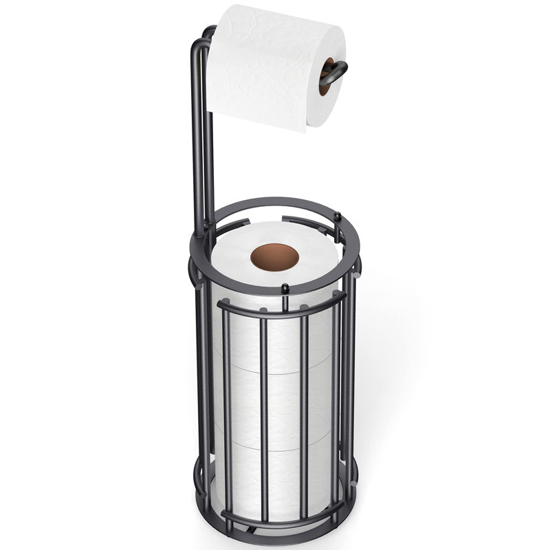 Porte-papier hygiénique sur pied sans outils, Argent mat
