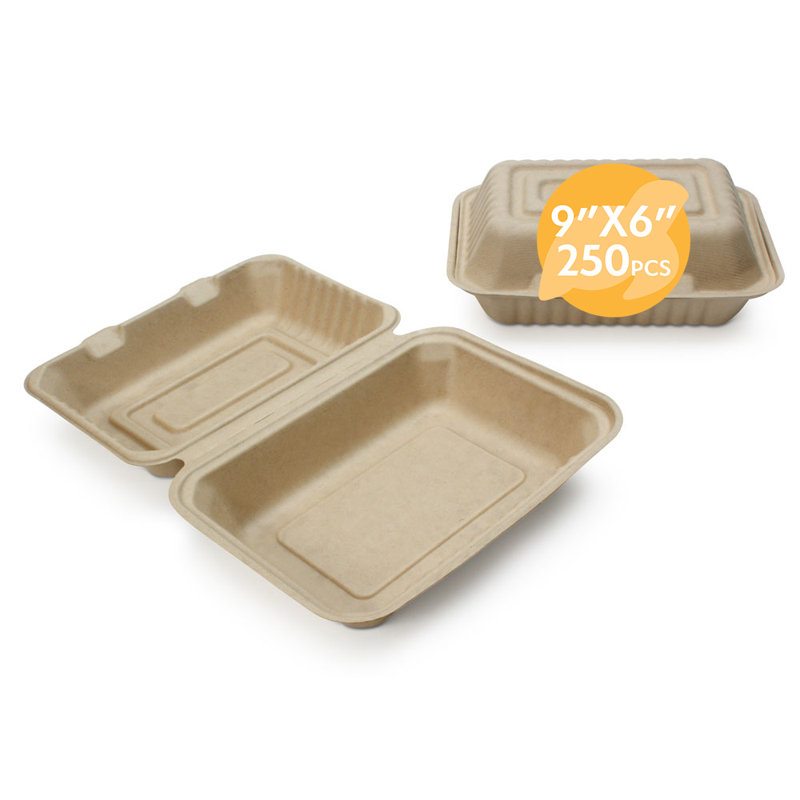Contenants alimentaires jetables 100% compostables avec couvercles [paquet de 250]
