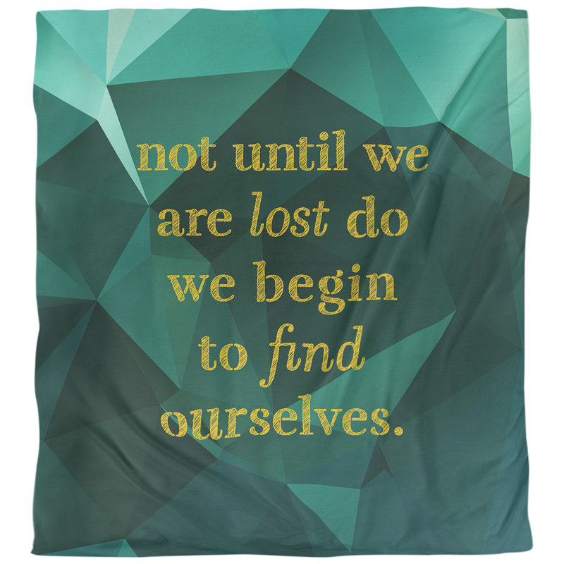 Housse de couette simple Find Yourself Quote, Housse de couette pour très grand lit, Émeraude / doré