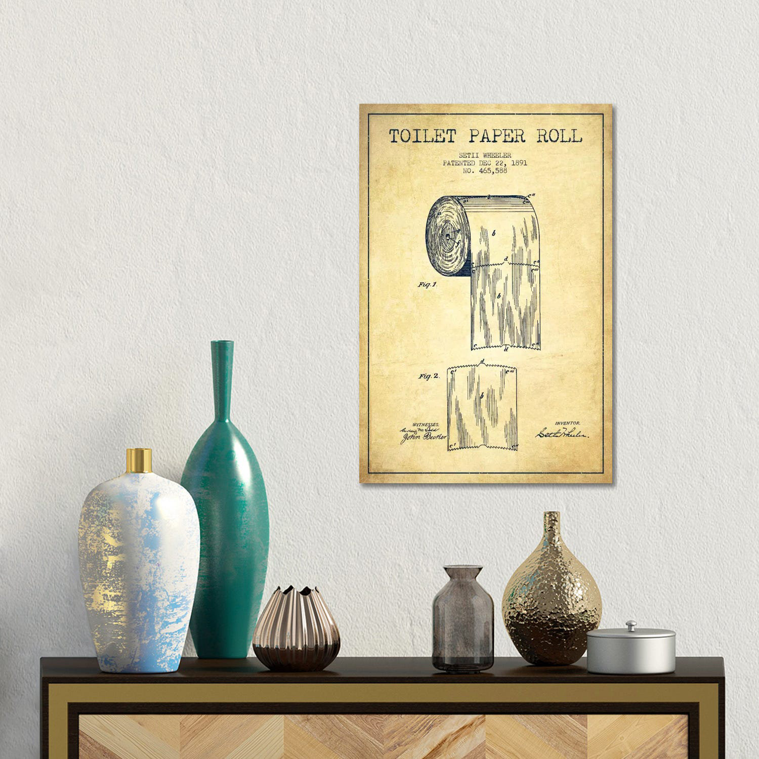 17 Stories Toilet Paper Vintage Patent Blueprint - Wall Art Print | Wayfair