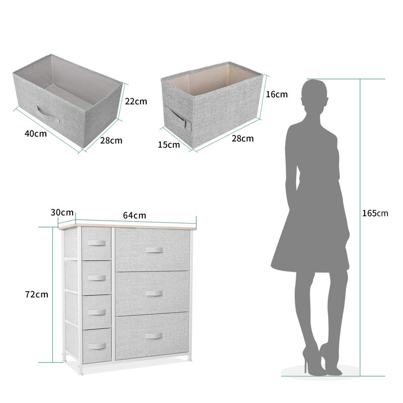 Fanchette 7 Drawer Storage Drawer, Light Grey/White