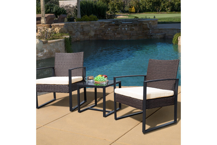 Beoll 3 Piece Rattan Seating Group with Cushions