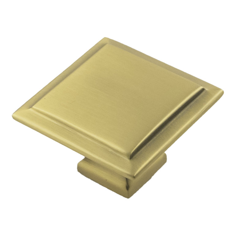 Studio II Square Knob, Brushed Golden Brass
