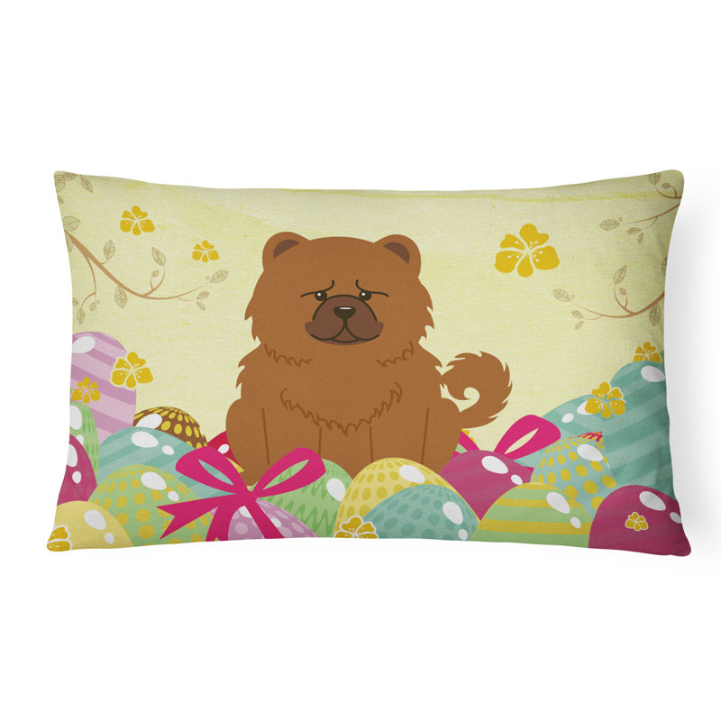 Coussin lombaire chow chow pâques œufs, Brun