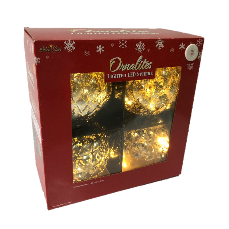Boules de Noël sphériques à piles, Doré