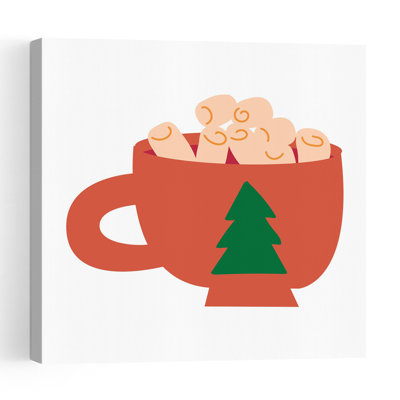 «Cozy Christmas Cocoa Abstract Contemporary Christmas Tree Winter Landscape», reproduction d'art mural