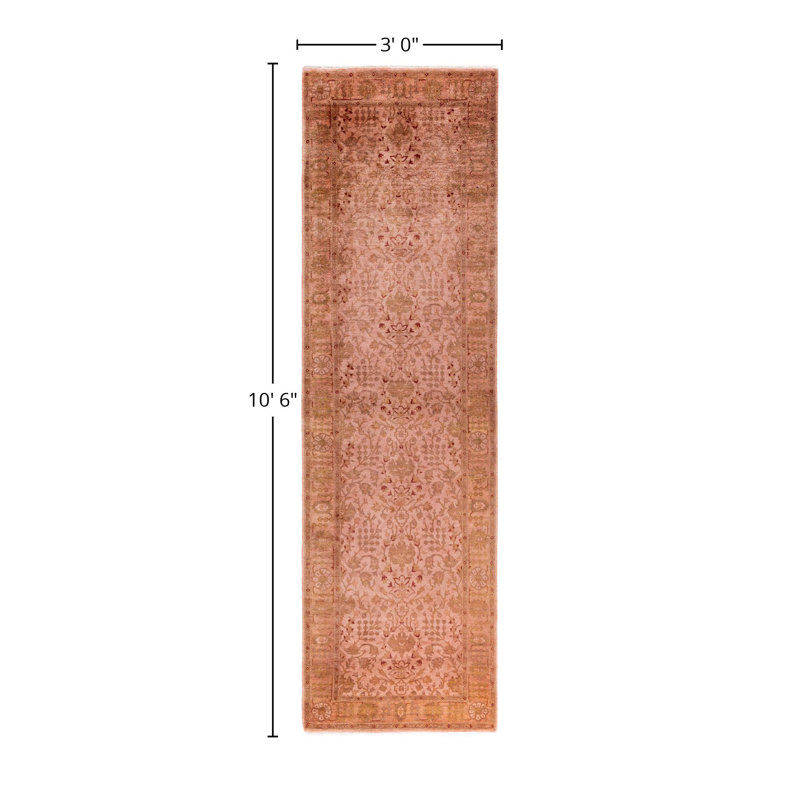 Overdyed One-of-a-Kind Runner 3' X 10'6" Hand Knotted Area Rug