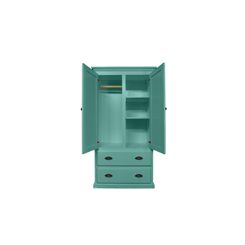 Armoire en bois massif Conda, Turquoise