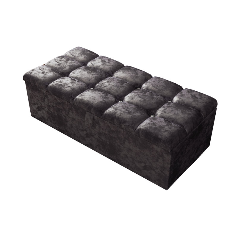 Ontario 102cm Wide Rectangle Geometric Standard Ottoman with Storage, Amethyst